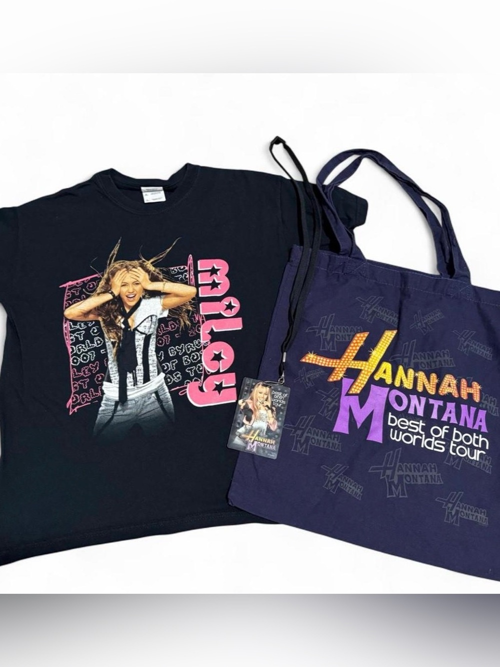 Vintage 2007 Hannah Montana Tour Shirt Tote Bag & Lanyard Bundle Fits XS/S